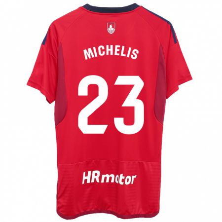 Kandiny Femme Maillot Nikolaos Michelis #23 Rouge Tenues Domicile 2023/24 T-Shirt