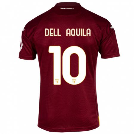 Kandiny Femme Maillot Francesco Dell'aquila #10 Rouge Foncé Tenues Domicile 2023/24 T-Shirt
