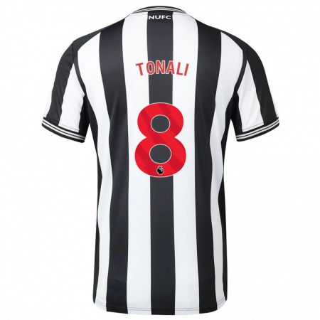 Kandiny Femme Maillot Sandro Tonali #8 Noir Blanc Tenues Domicile 2023/24 T-Shirt