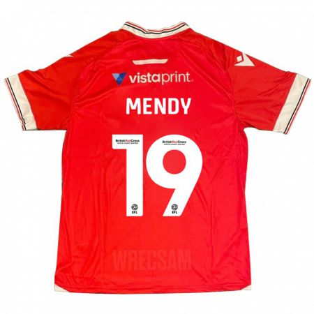 Kandiny Femme Maillot Jacob Mendy #19 Rouge Tenues Domicile 2023/24 T-Shirt