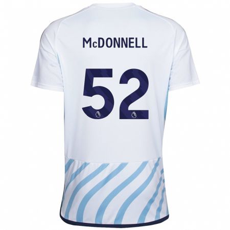 Kandiny Femme Maillot Jamie Mcdonnell #52 Blanc Bleu Tenues Extérieur 2023/24 T-Shirt