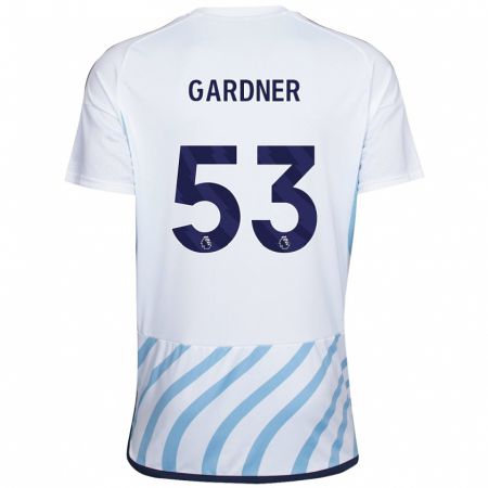 Kandiny Femme Maillot Joe Gardner #53 Blanc Bleu Tenues Extérieur 2023/24 T-Shirt