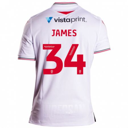 Kandiny Femme Maillot Aaron James #34 Blanc Tenues Extérieur 2023/24 T-Shirt