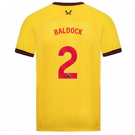 Kandiny Femme Maillot George Baldock #2 Jaune Tenues Extérieur 2023/24 T-Shirt