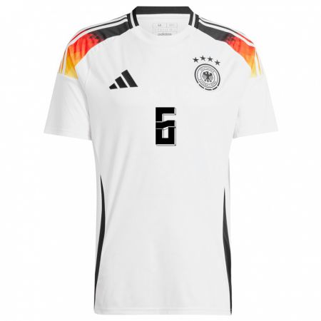 Kandiny Enfant Maillot Allemagne Tom Kraub #6 Blanc Tenues Domicile 24-26 T-Shirt