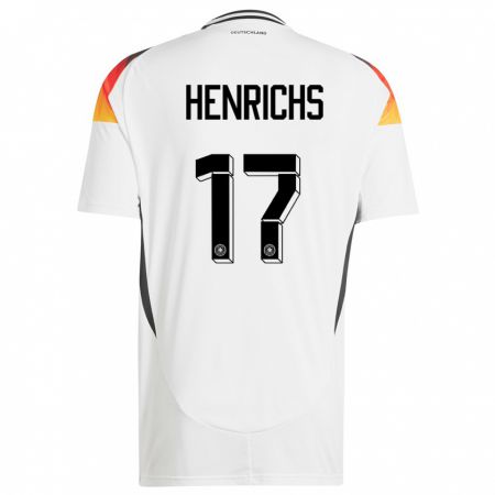Kandiny Enfant Maillot Allemagne Benjamin Henrichs #17 Blanc Tenues Domicile 24-26 T-Shirt