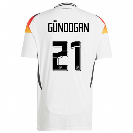 Kandiny Enfant Maillot Allemagne Ilkay Gundogan #21 Blanc Tenues Domicile 24-26 T-Shirt