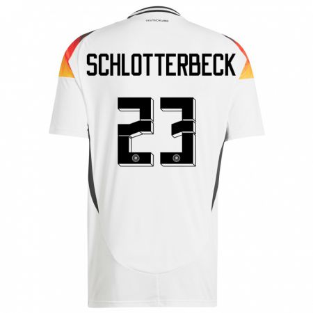 Kandiny Enfant Maillot Allemagne Nico Schlotterbeck #23 Blanc Tenues Domicile 24-26 T-Shirt