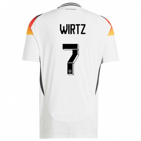 Kandiny Enfant Maillot Allemagne Florian Wirtz #7 Blanc Tenues Domicile 24-26 T-Shirt