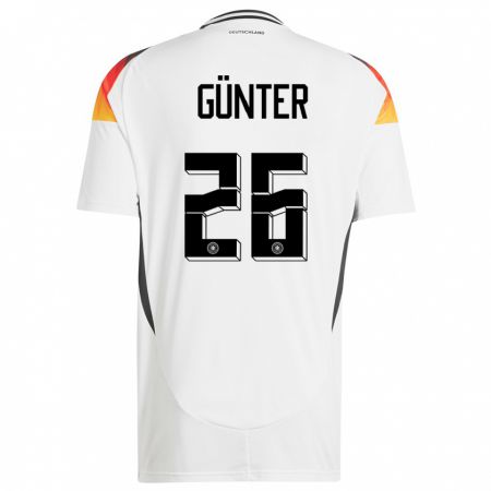 Kandiny Enfant Maillot Allemagne Christian Günter #26 Blanc Tenues Domicile 24-26 T-Shirt