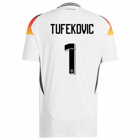 Kandiny Enfant Maillot Allemagne Martina Tufekovic #1 Blanc Tenues Domicile 24-26 T-Shirt