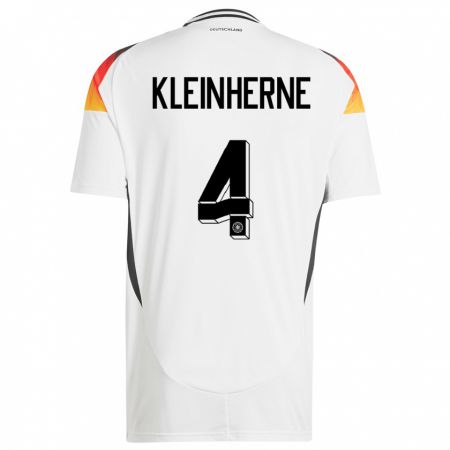 Kandiny Enfant Maillot Allemagne Sophia Kleinherne #4 Blanc Tenues Domicile 24-26 T-Shirt
