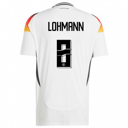 Kandiny Enfant Maillot Allemagne Sydney Lohmann #8 Blanc Tenues Domicile 24-26 T-Shirt