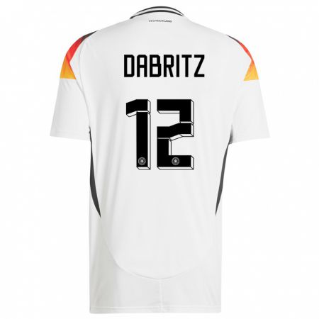 Kandiny Enfant Maillot Allemagne Sara Dabritz #12 Blanc Tenues Domicile 24-26 T-Shirt