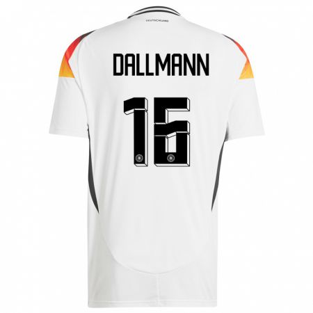 Kandiny Enfant Maillot Allemagne Linda Dallmann #16 Blanc Tenues Domicile 24-26 T-Shirt