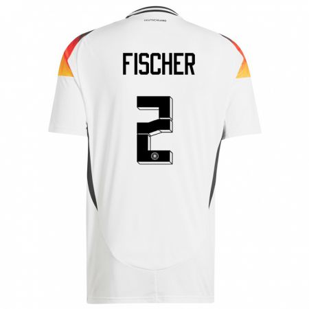 Kandiny Enfant Maillot Allemagne Kilian Fischer #2 Blanc Tenues Domicile 24-26 T-Shirt
