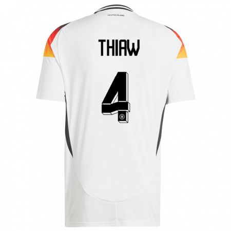 Kandiny Enfant Maillot Allemagne Malick Thiaw #4 Blanc Tenues Domicile 24-26 T-Shirt