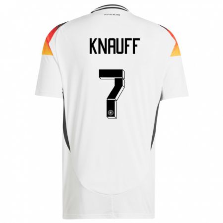 Kandiny Enfant Maillot Allemagne Ansgar Knauff #7 Blanc Tenues Domicile 24-26 T-Shirt