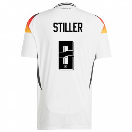Kandiny Enfant Maillot Allemagne Angelo Stiller #8 Blanc Tenues Domicile 24-26 T-Shirt