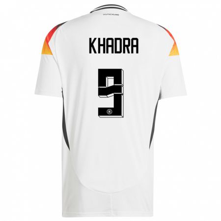 Kandiny Enfant Maillot Allemagne Reda Khadra #9 Blanc Tenues Domicile 24-26 T-Shirt