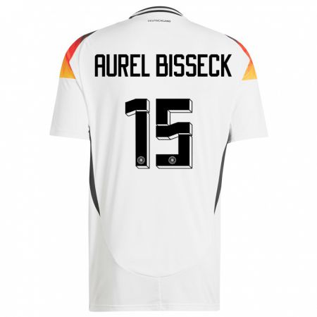 Kandiny Enfant Maillot Allemagne Yann Aurel Bisseck #15 Blanc Tenues Domicile 24-26 T-Shirt