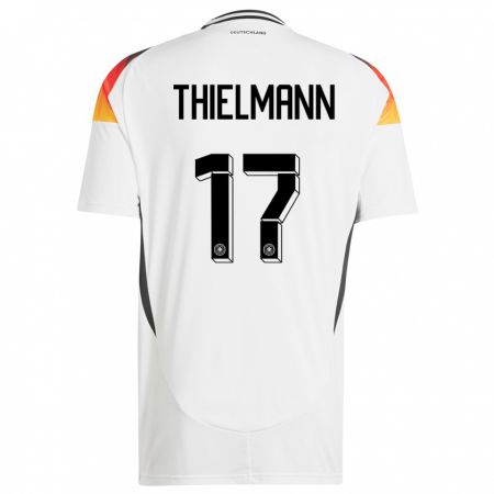 Kandiny Enfant Maillot Allemagne Jan Thielmann #17 Blanc Tenues Domicile 24-26 T-Shirt