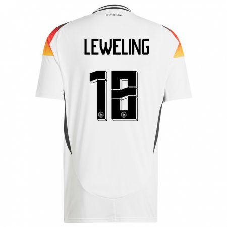 Kandiny Enfant Maillot Allemagne Jamie Leweling #18 Blanc Tenues Domicile 24-26 T-Shirt
