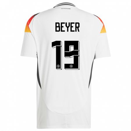 Kandiny Enfant Maillot Allemagne Jordan Beyer #19 Blanc Tenues Domicile 24-26 T-Shirt