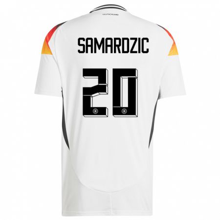Kandiny Enfant Maillot Allemagne Lazar Samardzic #20 Blanc Tenues Domicile 24-26 T-Shirt