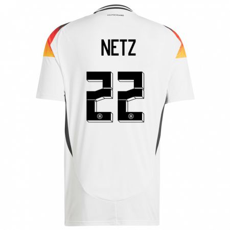 Kandiny Enfant Maillot Allemagne Luca Netz #22 Blanc Tenues Domicile 24-26 T-Shirt