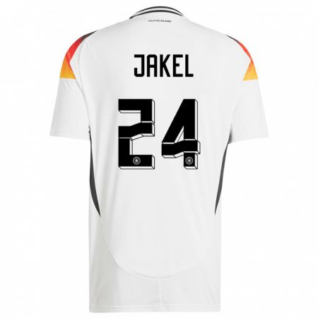 Kandiny Enfant Maillot Allemagne Frederik Jakel #24 Blanc Tenues Domicile 24-26 T-Shirt
