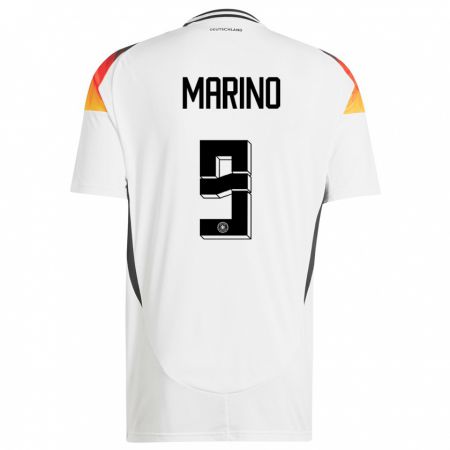 Kandiny Enfant Maillot Allemagne Stefano Marino #9 Blanc Tenues Domicile 24-26 T-Shirt