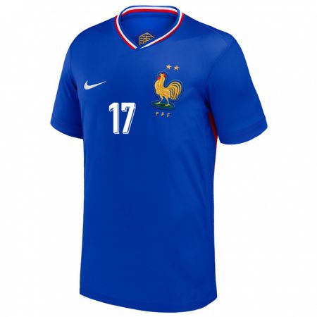 Kandiny Enfant Maillot France Jordan Veretout #17 Bleu Tenues Domicile 24-26 T-Shirt