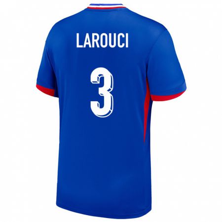 Kandiny Enfant Maillot France Yasser Larouci #3 Bleu Tenues Domicile 24-26 T-Shirt