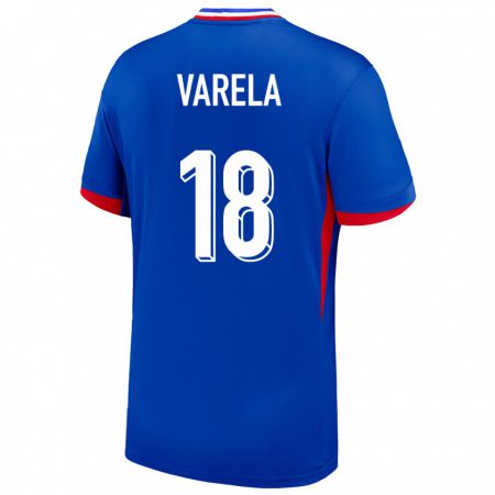 Kandiny Enfant Maillot France Jordan Varela #18 Bleu Tenues Domicile 24-26 T-Shirt