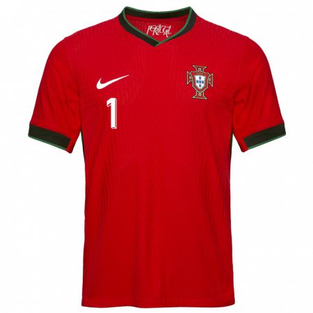 Kandiny Enfant Maillot Portugal Goncalo Ribeiro #1 Rouge Tenues Domicile 24-26 T-Shirt
