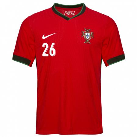 Kandiny Enfant Maillot Portugal Eduardo Quaresma #26 Rouge Tenues Domicile 24-26 T-Shirt