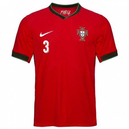 Kandiny Enfant Maillot Portugal Joao Fonseca #3 Rouge Tenues Domicile 24-26 T-Shirt