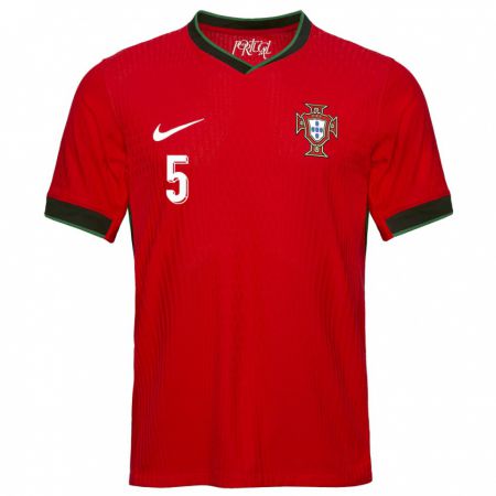 Kandiny Enfant Maillot Portugal Rafael Rodrigues #5 Rouge Tenues Domicile 24-26 T-Shirt