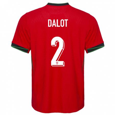 Kandiny Enfant Maillot Portugal Diogo Dalot #2 Rouge Tenues Domicile 24-26 T-Shirt