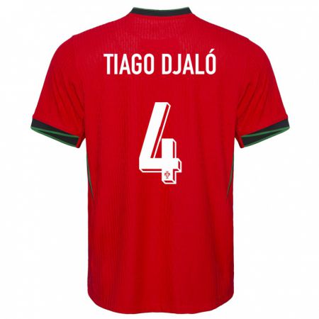 Kandiny Enfant Maillot Portugal Tiago Djalo #4 Rouge Tenues Domicile 24-26 T-Shirt