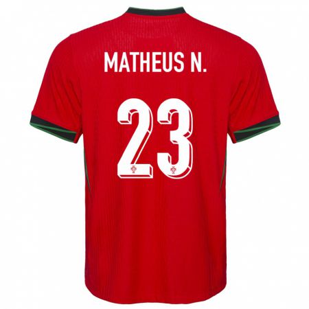 Kandiny Enfant Maillot Portugal Matheus Nunes #23 Rouge Tenues Domicile 24-26 T-Shirt