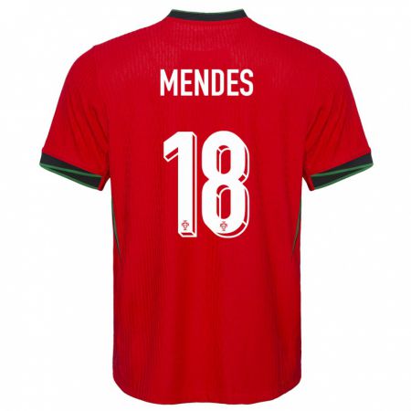 Kandiny Enfant Maillot Portugal Carolina Mendes #18 Rouge Tenues Domicile 24-26 T-Shirt