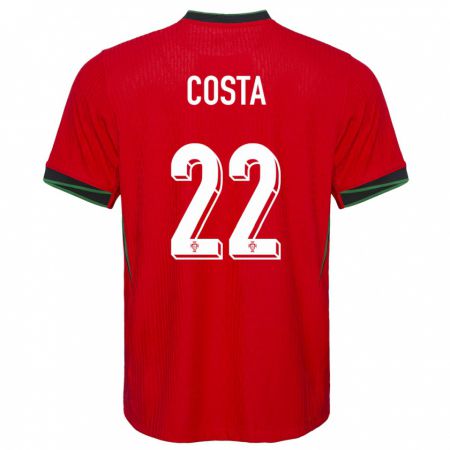 Kandiny Enfant Maillot Portugal Rute Costa #22 Rouge Tenues Domicile 24-26 T-Shirt