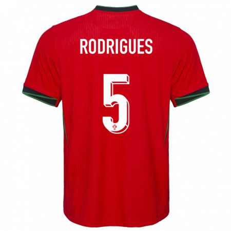 Kandiny Enfant Maillot Portugal Rafael Rodrigues #5 Rouge Tenues Domicile 24-26 T-Shirt