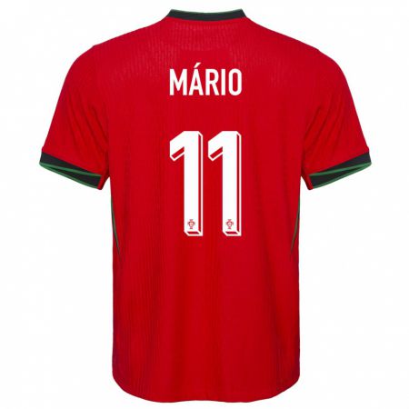 Kandiny Enfant Maillot Portugal Joao Mario #11 Rouge Tenues Domicile 24-26 T-Shirt