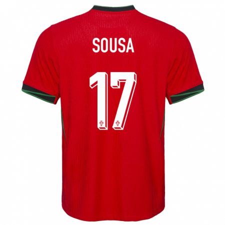 Kandiny Enfant Maillot Portugal Vasco Sousa #17 Rouge Tenues Domicile 24-26 T-Shirt