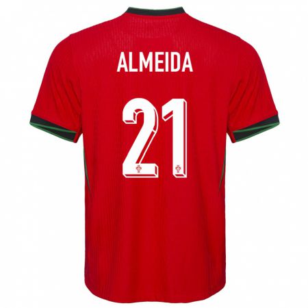 Kandiny Enfant Maillot Portugal Andre Almeida #21 Rouge Tenues Domicile 24-26 T-Shirt