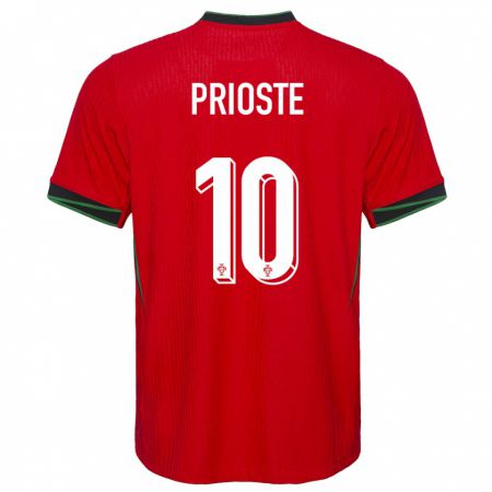 Kandiny Enfant Maillot Portugal Diogo Prioste #10 Rouge Tenues Domicile 24-26 T-Shirt