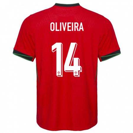 Kandiny Enfant Maillot Portugal Hugo Oliveira #14 Rouge Tenues Domicile 24-26 T-Shirt